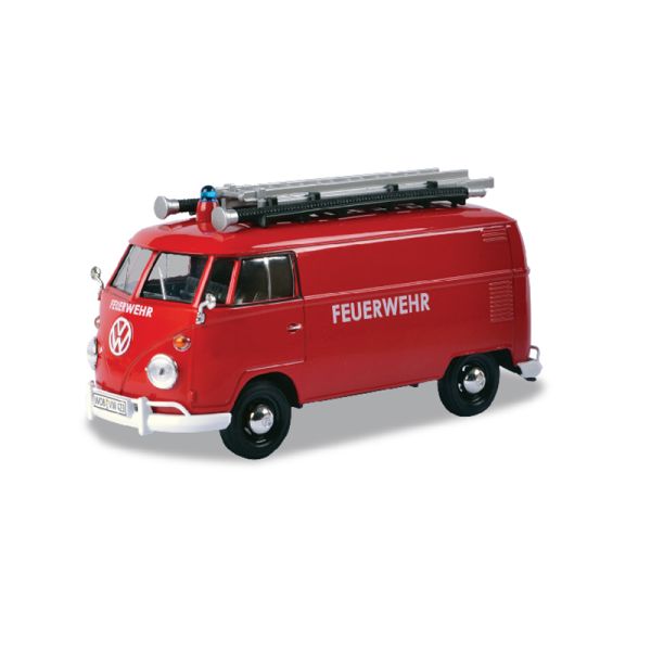 VW T1 Pritsche Feuerwehr mit Leiter rot Modellauto 1:24 Motormax