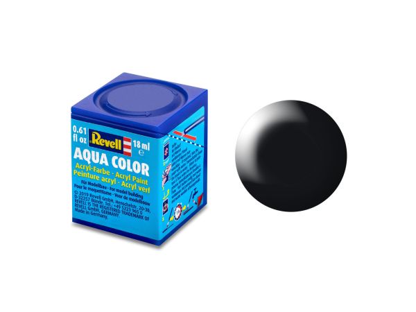 Revell 36302 Aqua Color schwarz, seidenmatt RAL 9005 Modellbau-Farbe auf Wasserbasis 18 ml Dose