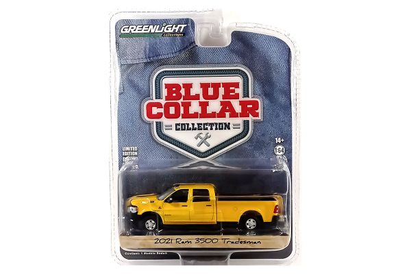 Greenlight 35240-E Dodge RAM 3500 Tradesman gelb 2021 - Blue Collar 11 Maßstab 1:64 Modellauto