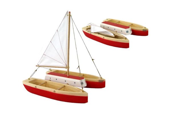 Ogas 2246 Katamaran Holzboot ca. 25 cm lang aus Holz schwimmfähig!