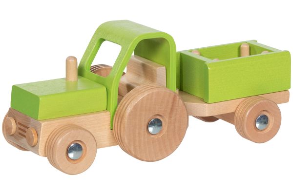 goki Traktor mit Anhänger grün