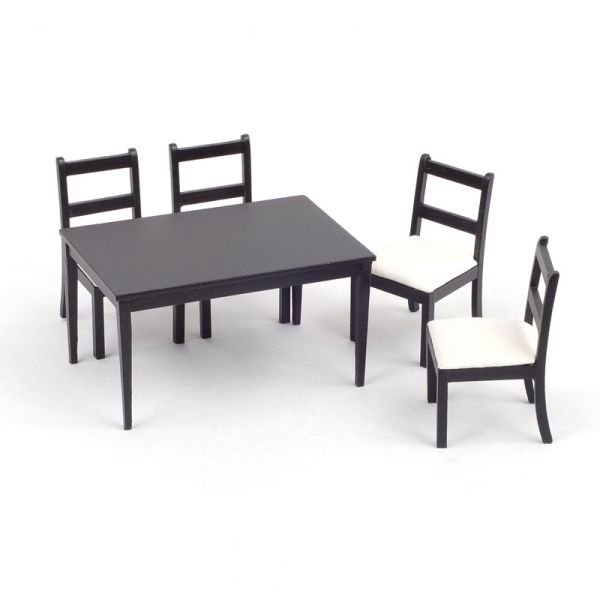 Dolls House 4941 Tisch + 4 Stühle schwarz 1:12 für Puppenhaus