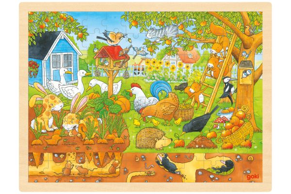 goki Einlegepuzzle Unser Garten über und unter der Erde