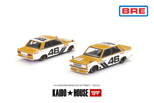 Kaidohouse KHMG052 Datsun 510 Street BRE510 V3 gelb/weiss (RHD) MiniGT Maßstab 1:64 Modellauto