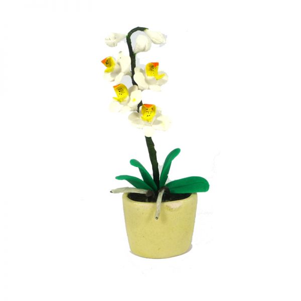 Creal 70475 weiße Orchidee in ovalen Blumentopf 1:12 für Puppenhaus NEU # 