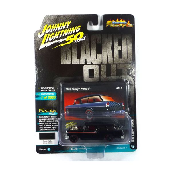 Johnny Lightning JLSF013B-4 Chevrolet Nomad schwarz - Blacked Out Maßstab 1:64 Modellauto