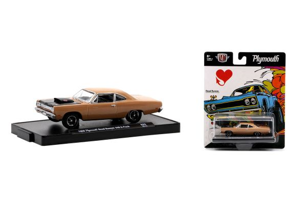 M2 Machines 11228-R85-22-11 Plymouth Road Runner 440 6-Pack &quot;Road Runner&quot; hellbraun 1969 Maßstab 1:6