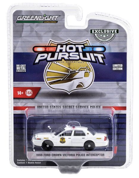 Greenlight 43015-B Ford Crown Victoria "Secret Service" weiss 1998 - Hot Pursuit Maßstab 1:64 Modell