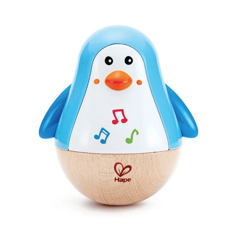 Hape E0331 Stehaufmännchen Pinguin mit Melodie für Kleinkinder, Hampelmänner, Babyspielzeug, Spielzeug