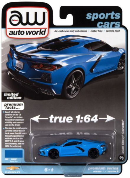Autoworld AW64392B-3 Chevrolet Corvette rapid blue 2020 - Premium 2023 R1 Maßstab 1:64 Modellauto