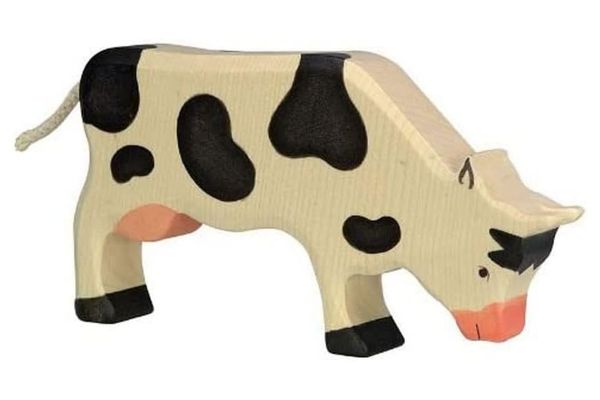 Holztiger Kuh grasend schwarz/weiß 80002