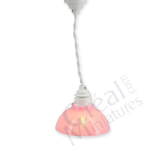 Creal 24835 Hängelampe mit rosa Lampenschirm 12V mit Stecker 1:12 für Puppenhaus