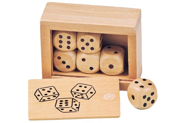 goki Würfelkasten mit 6 Holzwürfeln