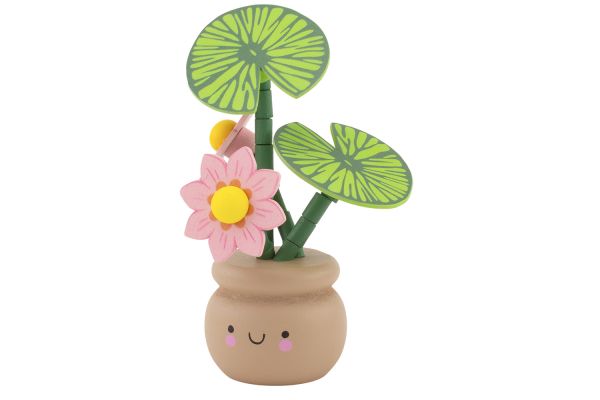 Ulysse Drückfigur rosa Blume Topf hellbraun