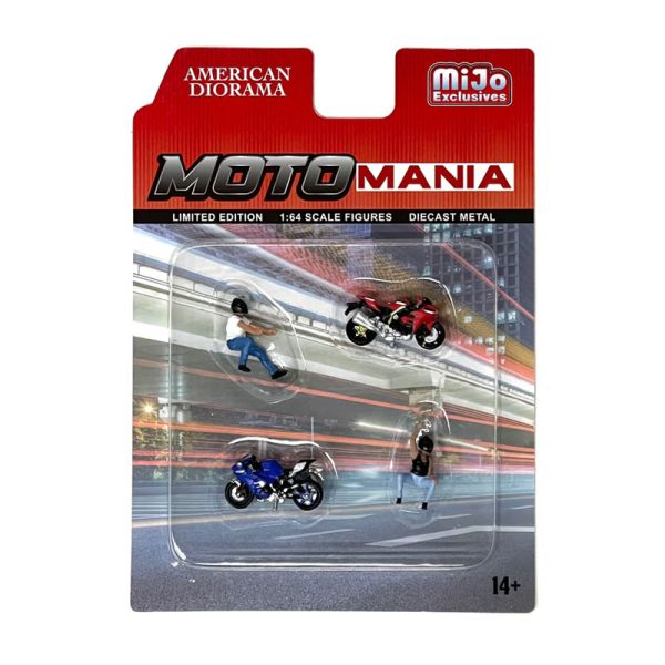 American Diorama AD76486 Figurenset + Motorräder "Motomania" mijo Exclusives Maßstab 1:64