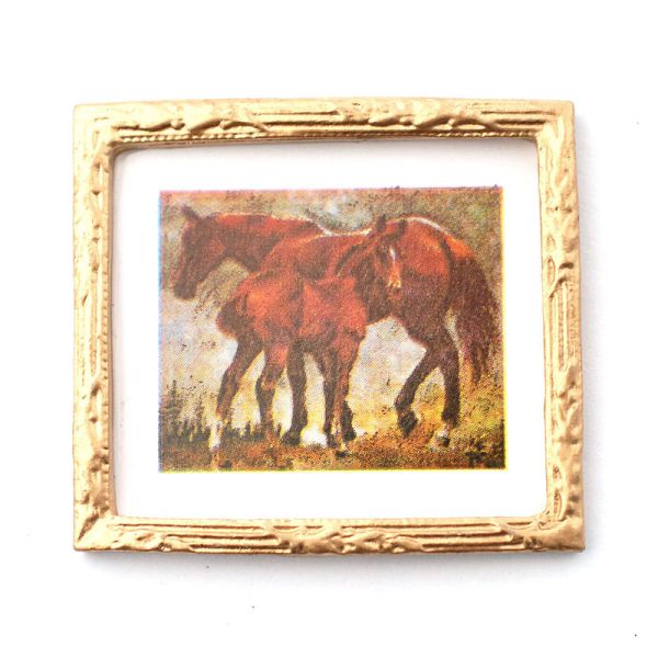 Dolls House 5324 Bild "Pferde" mit goldenen Rahmen 1:12 für Puppenhaus
