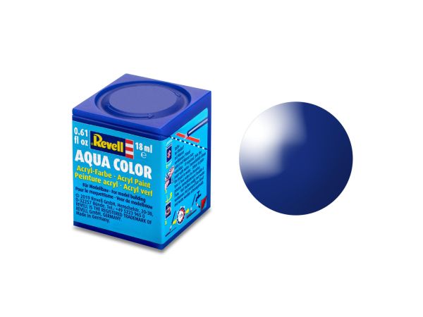 Revell 36151 Aqua Color ultramarinblau, glänzend RAL 5002 Modellbau-Farbe auf Wasserbasis 18 ml Dose