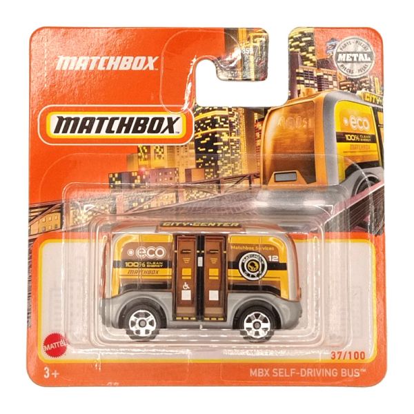 Matchbox HFR74 MBX Self Driving Bus grau/gelb/braun 37/100 Maßstab ca. 1:64 Modellauto 2022-3