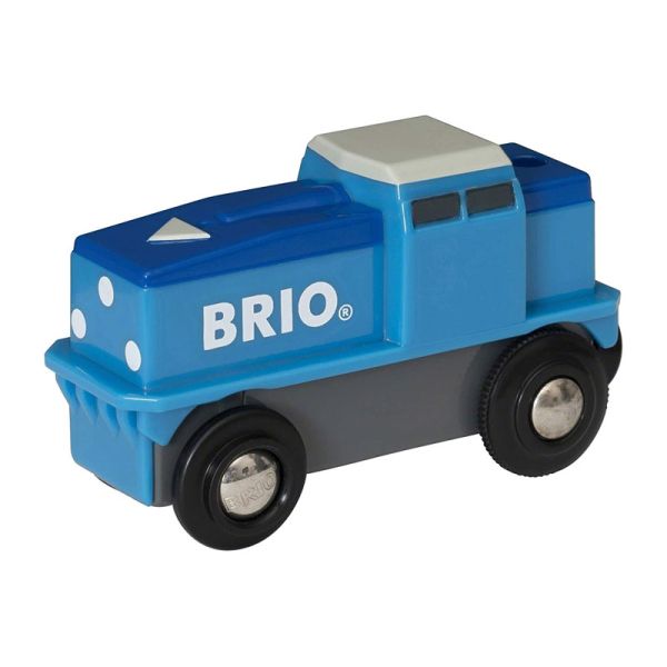 Brio 33130 Batterie Frachtlok blau für Holzschienenbahn