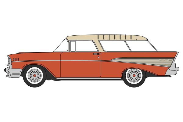 ***Oxford 87CN57008 Chevrolet Nomad dunkelorange/gold 1957 Maßstab 1:87 Modellauto