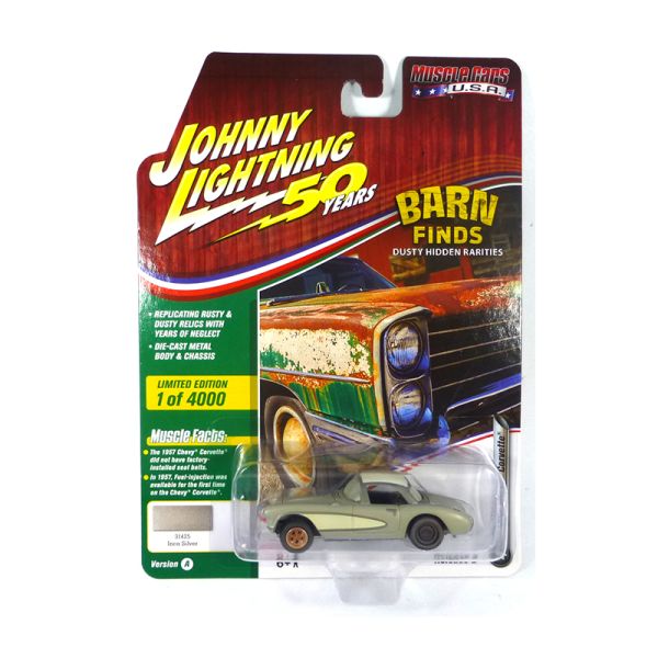 Johnny Lightning JLMC020-A4 Chevrolet Corvette silber -Barn Finds Maßstab 1:64 Modellauto