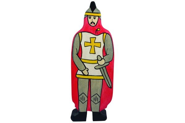 Holztiger Figur Ritter mit rotem Mantel
