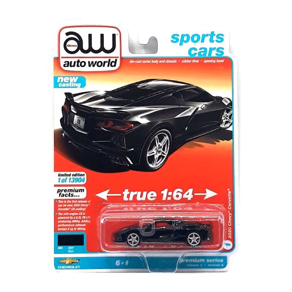 Autoworld AW64312A-1 Chevrolet Corvette schwarz 2020 - Premium 2021 R2 Maßstab 1:64 Modellauto