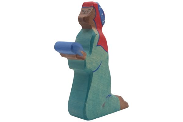 Holztiger Balthasar 2 blau Krippenfigur