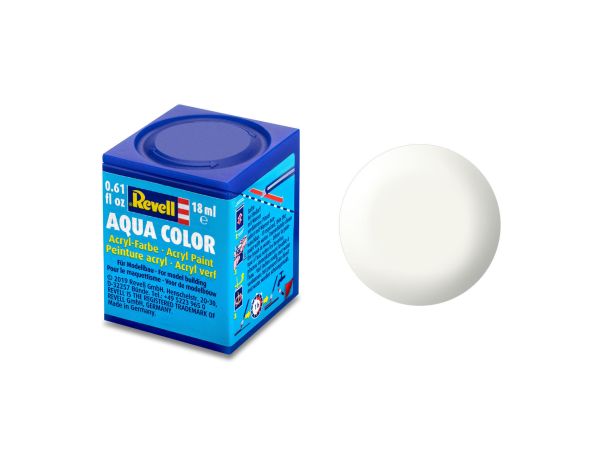 Revell 36301 Aqua Color weiß, seidenmatt RAL 9010 Modellbau-Farbe auf Wasserbasis 18 ml Dose