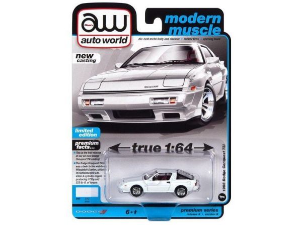 Autoworld AW64382B-1 Dodge Conquest TSi weiss 1986 - Premium 2022 R4 Maßstab 1:64 Modellauto