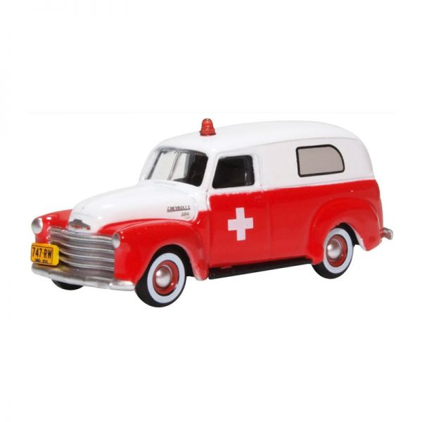 Oxford 87CV50001 Chevrolet Panel Van &quot;Ambulance&quot; rot/weiss Maßstab 1:87 Modellauto