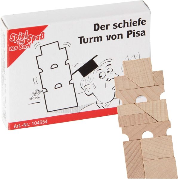 Bartl 104554 Mini-Puzzle "Der schiefe Turm von Pisa" Knobelspiel Holz