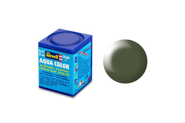 Revell 36361 Aqua Color olivgrün, seidenmatt Modellbau-Farbe auf Wasserbasis 18 ml Dose