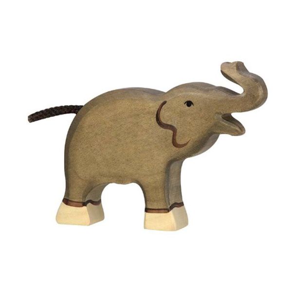 Holztiger 80150 Elefant klein Rüssel hoch Holztier goki