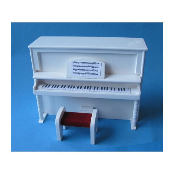Creal 27521 Piano Klavier weiß mit Hocker Holz 1:12 für Puppenhaus
