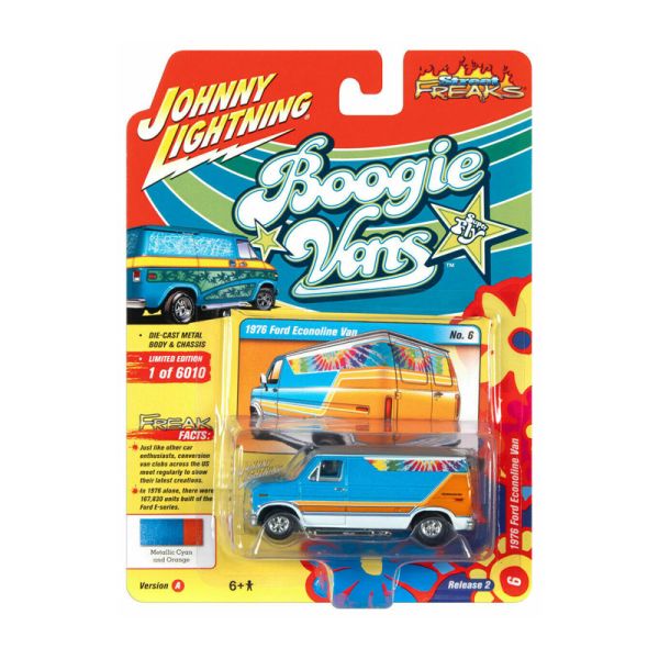 Johnny Lightning JLSF020A-6 Ford Econoline Van blau metallic/silber/braun 1976 - Boogie Vans Maßstab