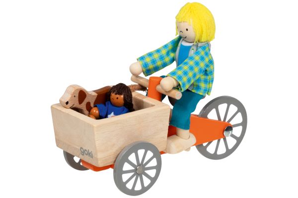 goki Lastenfahrrad mit 2 Biegepuppen und Hund