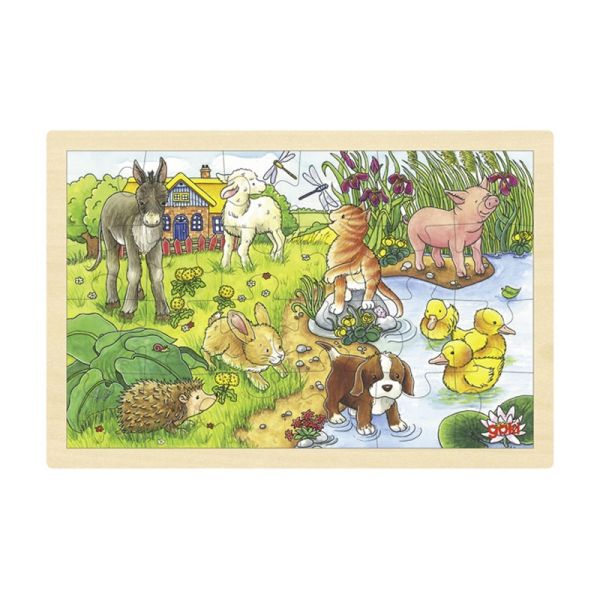 goki 57890 Einlegepuzzle Puzzle &quot;Tierkinder II&quot; 24 Teile Holzpuzzle