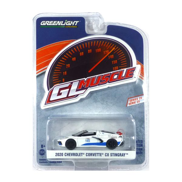 Greenlight 13300-E Chevrolet Corvette C8 Stingray weiss/hellblau 2020 - GL Muscle 25 Maßstab 1:64 Mo