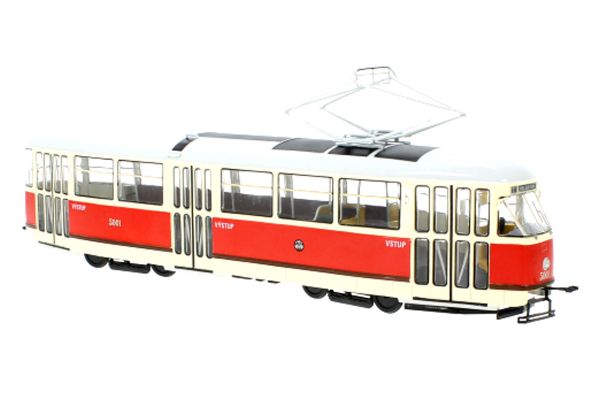 PremiumX PCL47134 Tatra T1 Straßenbahn &quot;Prag&quot; rot/creme Maßstab 1:43 Modellfahrzeug