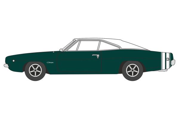 ***Oxford 87DC68005 Dodge Charger dunkelgrün/weiss 1968 Maßstab 1:87 Modellauto
