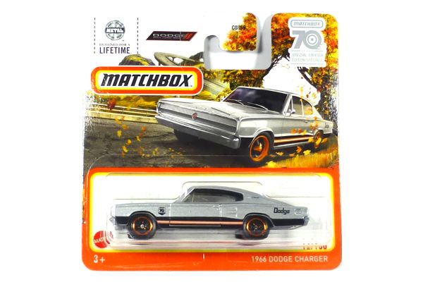 Matchbox HLC79 Dodge Charger silber 1966 12/100 Maßstab ca. 1:64 Modellauto 2023-3