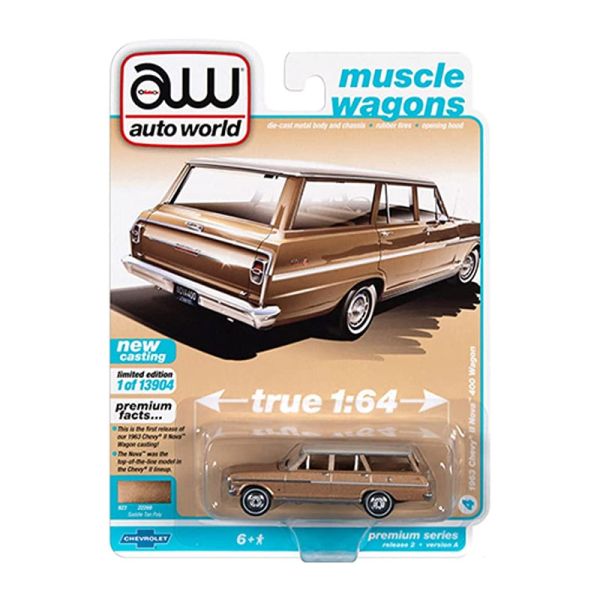 Autoworld AW64312A-4 Chevrolet Nova II 400 Wagon sand metallic 1963 - Premium 2021 R2 Maßstab 1:64 M