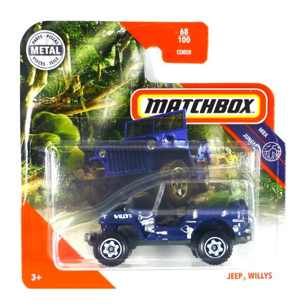 Matchbox GKM46 Jeep Willys blau metallic - Jungle 68/100 Maßstab ca. 1:64 Modellautos