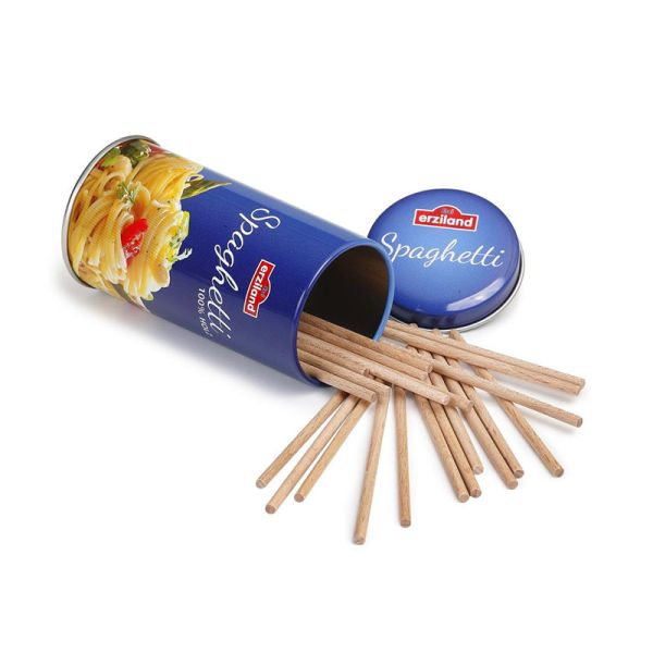 Erzi 17180 Spaghetti aus Holz in der Dose Holz für Kaufladen
