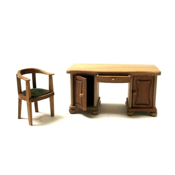 Liebe HANDARBEIT 46020 Schreibtisch mit Stuhl, Kirsche 1:12 für Puppenhaus