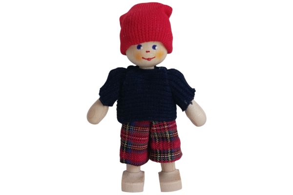Anne Krebs Miniatur Puppe Junge, Beany rot