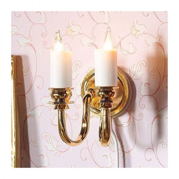 Dolls House 7248 Wandlampe gold/weiß 2 Kerzen 12 Volt 1:12 für Puppenhaus