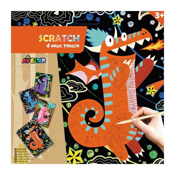 Avenir CH1544 Scratch "Magic Dragon" 4 Drachen Kratzbilder zum Selbermachen