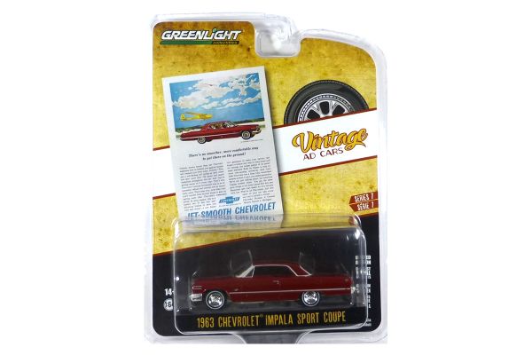 Greenlight 39100-A Chevrolet Impala Sport Coupe dunkelrot 1963 - Vintage AD Cars 7 Maßstab 1:64 Mode